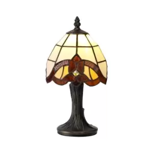 image of Tiffany Table Lamp, 1 x E14, Amber, Clear Crystal Shade