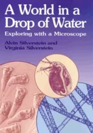 Image of world in a drop of water exploring with a microscope