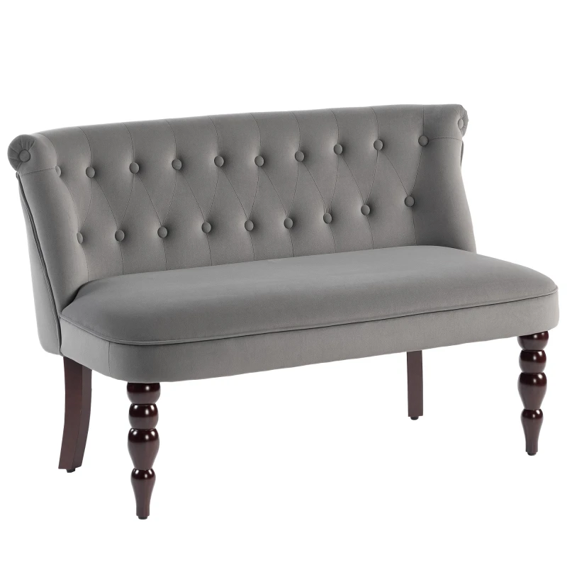 Image of HOMCOM HOMCOM Velvet-Feel Two-Seat Lounger Sofa with Wood Frame, Charcoal Grey Size: 2 Seater Charcoal 2 Seater Unisex 5063603058583