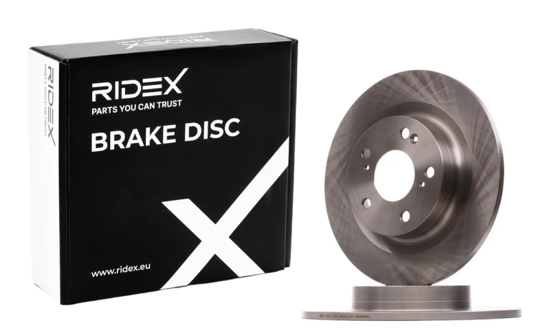 Image of RIDEX 82B2761 Brake disc Rear Axle, Solid, Cast Iron, Uncoated, Untreated, without bolts/screws Cast Iron Brake Disc (82)