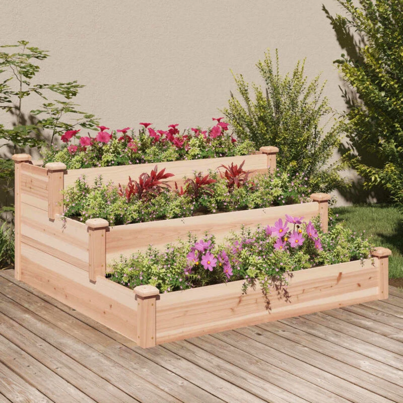 Image of VIDAXL Garden Raised Bed 120x120x56cm Solid Wood Fir Vidaxl 8720845824327