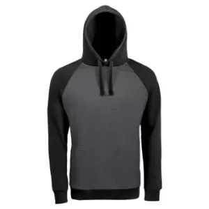 image of SOLS Unisex Seattle Contrast Raglan Hoodie (M) (Charcoal Marl/Black)