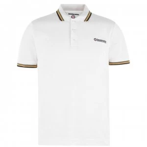 image of Lambretta Triple Tip Polo Shirt - White/Gld/Blk