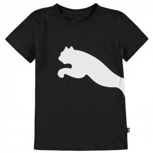 Puma Big Cat QT T Shirt Junior Boys - Black/White