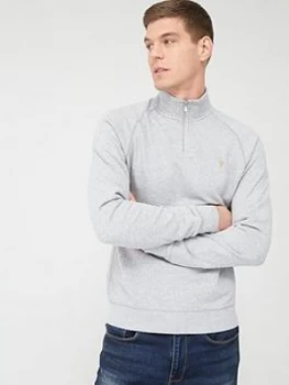 Image of Farah Jim Quarter Zip Sweatshirt - Light Grey Marl, Light Grey Marl Size M Men