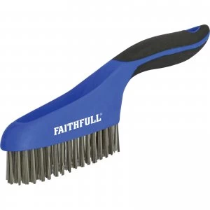 image of Faithfull Stainless Steel Wire Scratch Brush 4 Rows