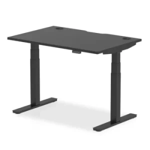 Image of Air Black Series 1200 x 800mm Height Adjustable Desk Black Top with Cable Ports Black Leg