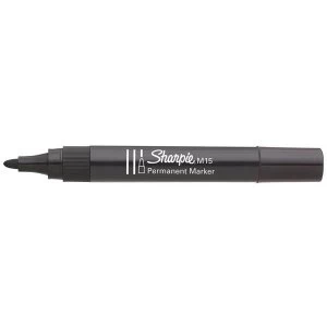 Image of Sharpie M15 Permanent Marker Bullet Tip 1.8mm Line (Black) Pack of 12 Pens