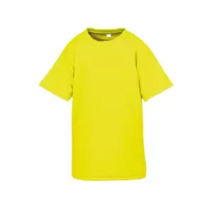 image of Spiro Chidlrens/Kids Impact Performance Aircool T-Shirt (3-4 Years) (Flo Yellow)