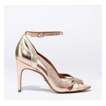 image of Reiss Florence Strap Heeled Sandals - Gold Mix