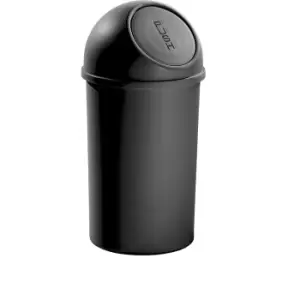 image of helit Push top waste bin made of plastic, capacity 25 l, HxØ 615 x 315 mm, black, pack of 3