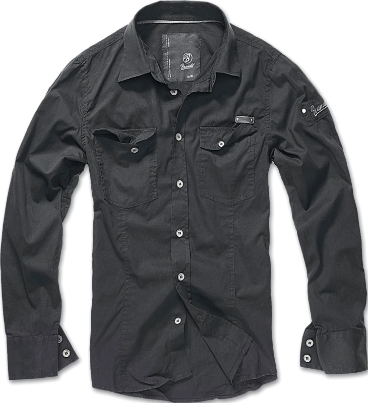 Image of Brandit Slim Fit Shirt Longsleeve Black M Men
