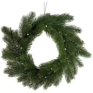 image of 20' Faux Pre-Lit Decorative Green Christmas Front Door Wreath - Green - Charles Bentley