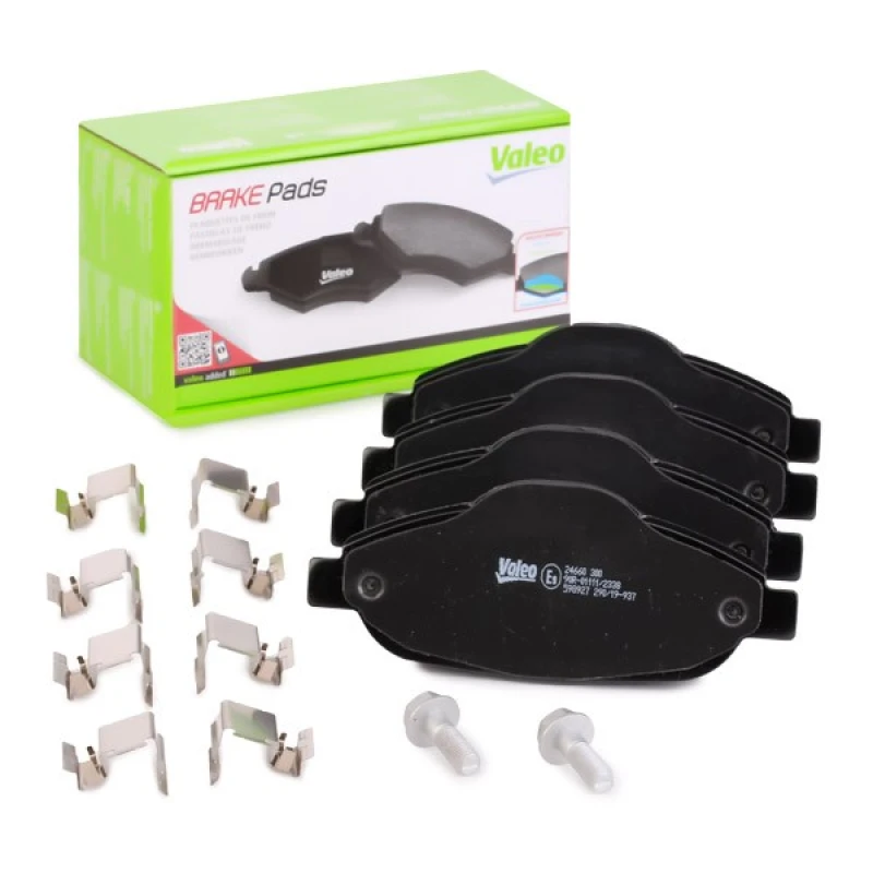 Image of VALEO 598927 Brake pad set Front Axle, with slide rails, with anti-squeak plate Brake Pad Set,disc brake (402)