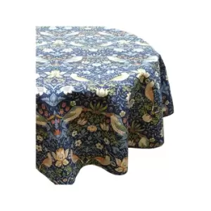 image of Strawberry Thief Navy 132 x 178cm Acrylic/PVC Tablecloth - William Morris