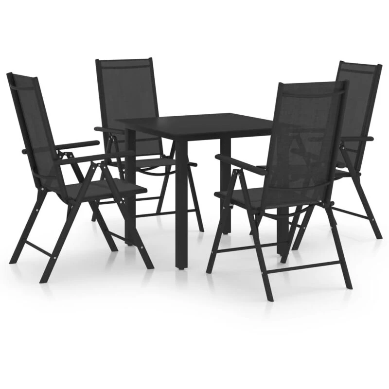 Image of VIDAXL 5 Piece Garden Dining Set Aluminium Black Vidaxl 8720286406861