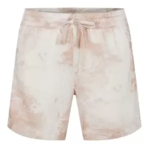 Image of Reebok Cl Summer Retreat Mesh All Over Print Shorts - Beige