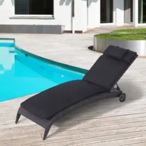 image of Outsunny Garden Sun Lounger Chair Cushion Reclining Relaxer Indoor Outdoor