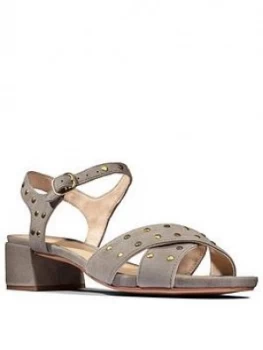 image of Clarks Sheer35 Strap Leather Block Heel Sandal - Sage