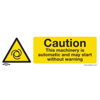 image of Safety Sign - Caution Automatic Machinery - Self Adhesive Pack of 10