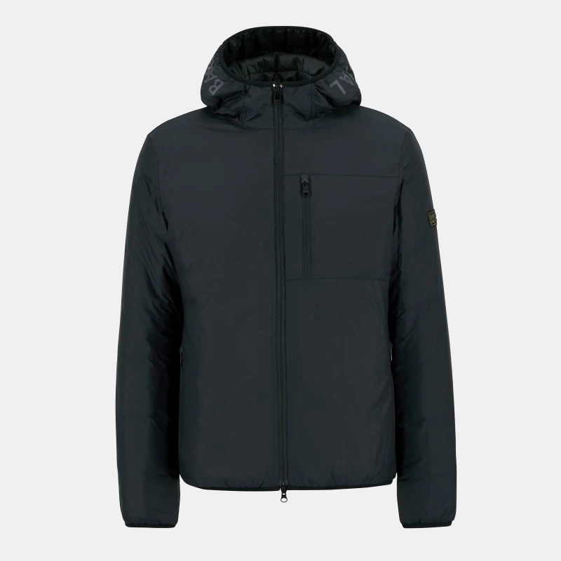 Image of Barbour International Mens Lumley Hooded Long Sleeve Full Zip Quilted Jacket Black BK11 male XL