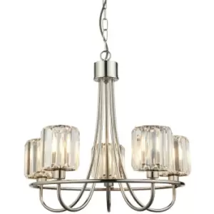 image of Endon - Berenice 5 Light Multi Arm Glass Ceiling Pendant Bright Nickel