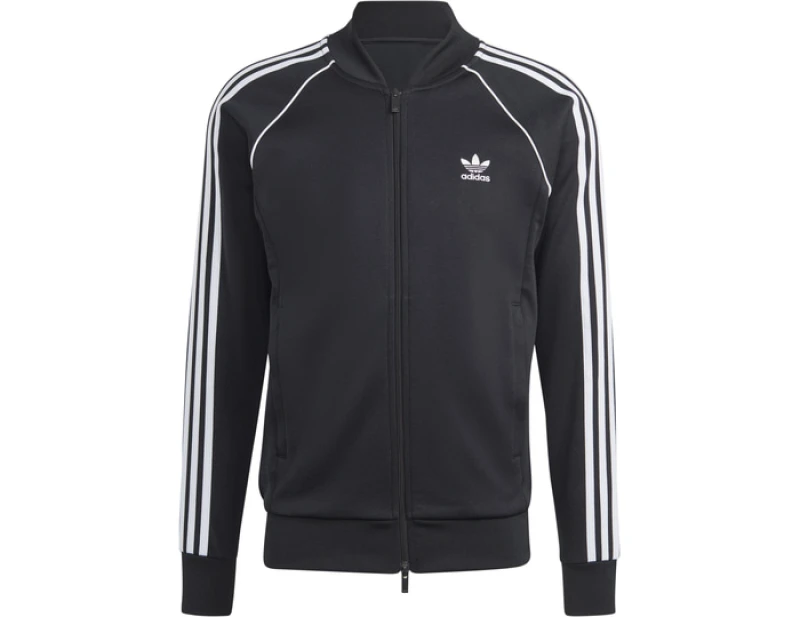 Image of adidas Originals Mens 3-Stripe Full Zip Top - Black/White, Size L, Men Black/White WA96R Male L