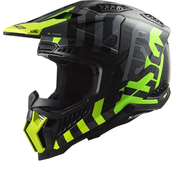 Image of LS2 Mx703 C X-Force Barrier H-V Yellow Green Offroad Helmet Size 2XL
