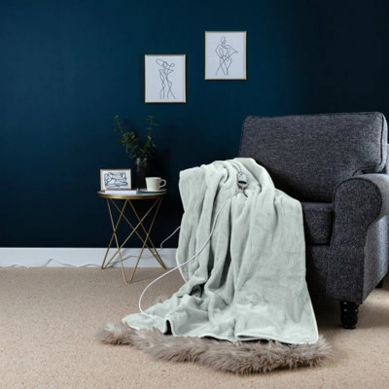 Image of Slumberdown Elegantly Warm Luxury Electric Blanket Heated Throw Green