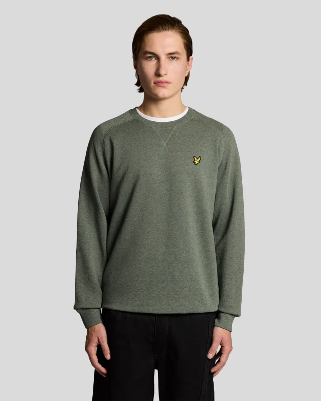 Image of Lyle & Scott Mens Cotton Marl Raglan Sweatshirt in Green