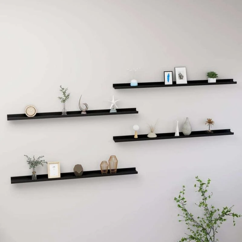 Image of VIDAXL Wall Shelves 4 pcs Black 115x9x3cm Vidaxl 8720286417720