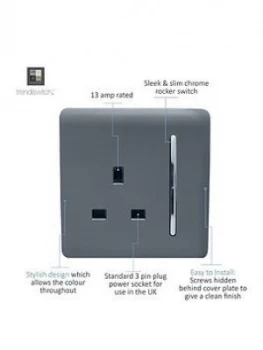 Image of Trendiswitch 1G 13A Switched Socket Warm Grey