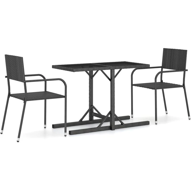 Image of VIDAXL 3 Piece Garden Dining Set Black Vidaxl 8720286379707