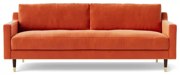 image of Swoon Rieti Velvet 3 Seater Sofa - Burnt Orange