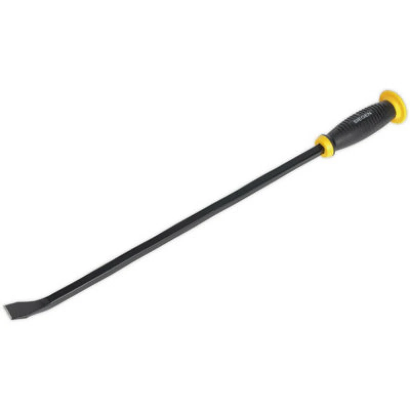 Image of Loops 610mm Angled Pry Bar with Hammer Cap - Heat Treated Steel Shaft - Soft Grip Metallics