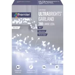 Image of Premier Decorations 288L Multi Action Silver Ultrabright White LED Garland With Timer