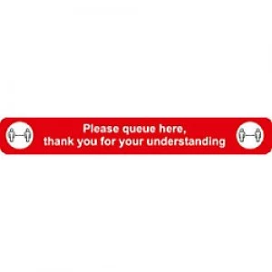 Seco Floor Sticker Please queue here Red Anti Slip Laminate 60 x 8 cm