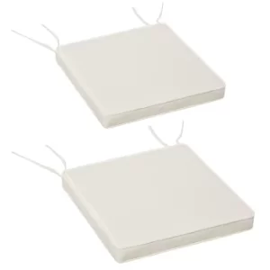 Image of Outsunny Set of 2 Chair Cushion Seat Pads Dining Chair w/Straps Indoor Garden Patio Mat White 45L x 45W x 5T cm