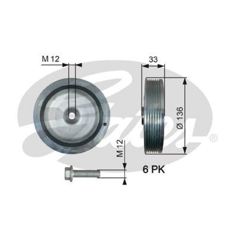 Image of GATES Crankshaft pulley GATES TVD1008A