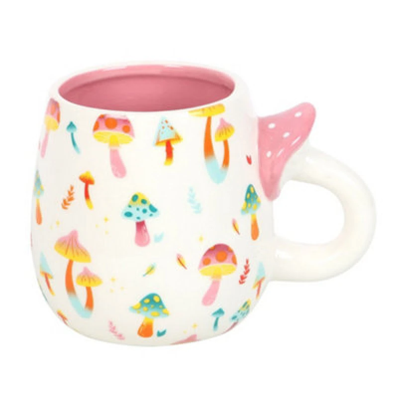 Image of Something Different Something Different Funky Fungi Mushroom Handle Mug in White White One Size Unisex 5063693744618