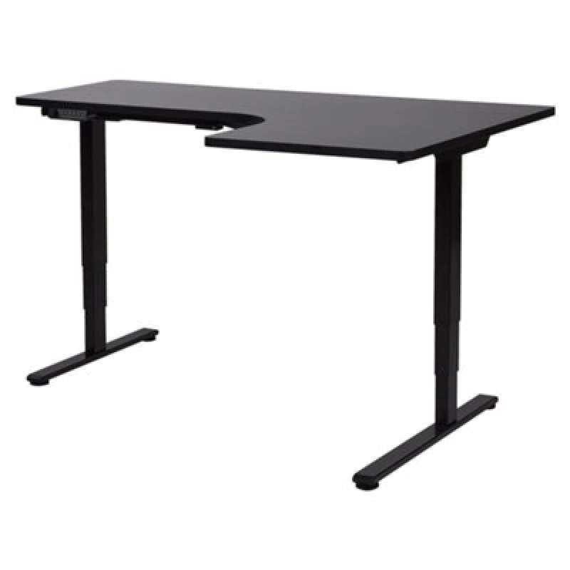 Image of Beliani Electric Adjustable Corner Desk Destines Black 160 Cm 109cm Right Hand