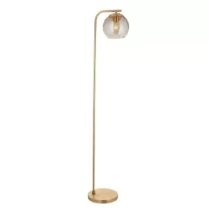Image of Dimple Complete Floor Lamp, Satin Brass Plate, Champagne Lustre Glass
