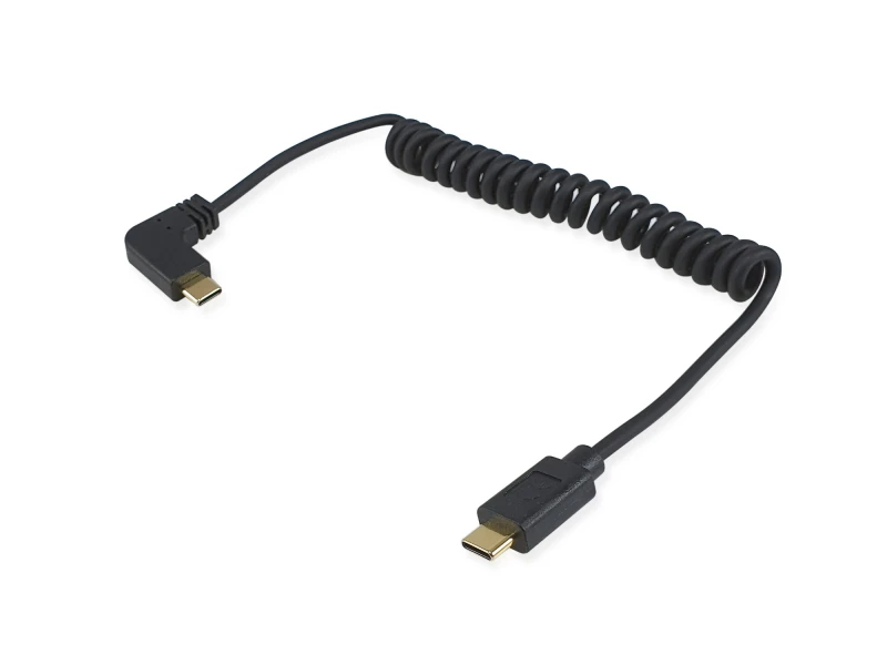 Image of Equip USB 2.0 C to C 90°angled Coiled Cable. M/M. 1 m
