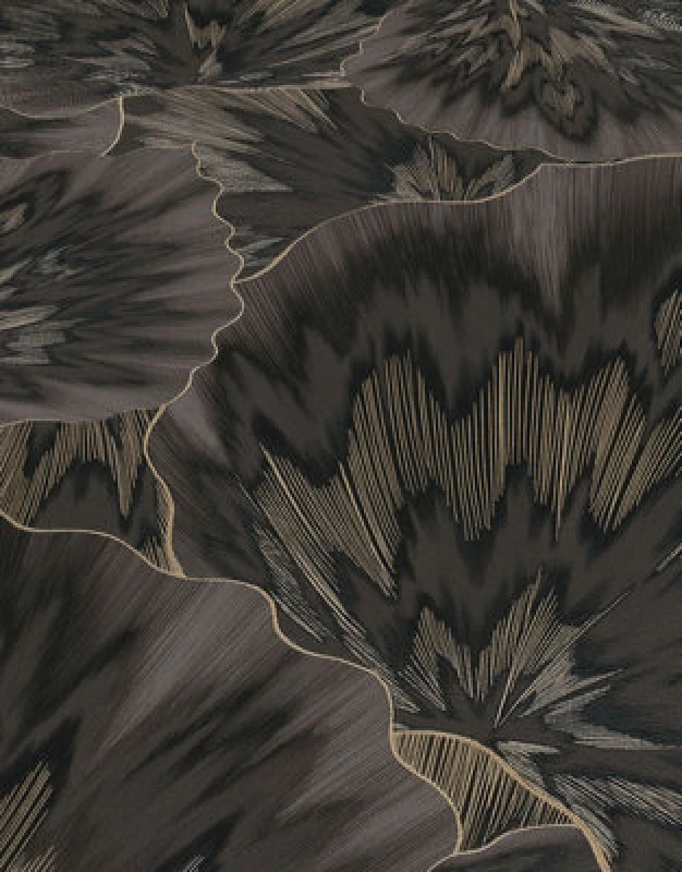 Image of Erismann Bliss Abstract Leaf Black Metallic Wallpaper 10402-15