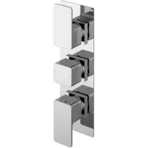Image of Windon Thermostatic Concealed Shower Valve with Diverter Triple Handle - Chrome - Nuie