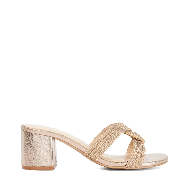 Image of Dune London Womens Movey Medium Block Heel Sandals Rose Gold female 4 (37)
