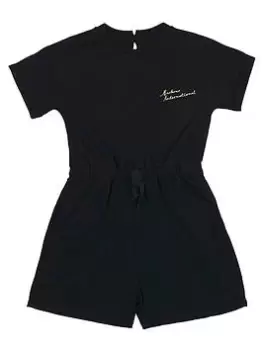 Image of Barbour International Girls Rossin Playsuit - Black, Size 8-9 Years, Women