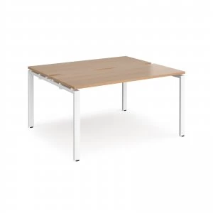 image of Adapt II Back to Back Desk s 1400mm x 1200mm - White Frame Beech top