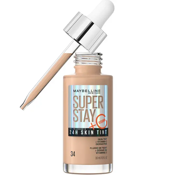 image of Maybelline Super Stay up to 24H Skin Tint Foundation + Vitamin C 30ml (Various Shades) - 34