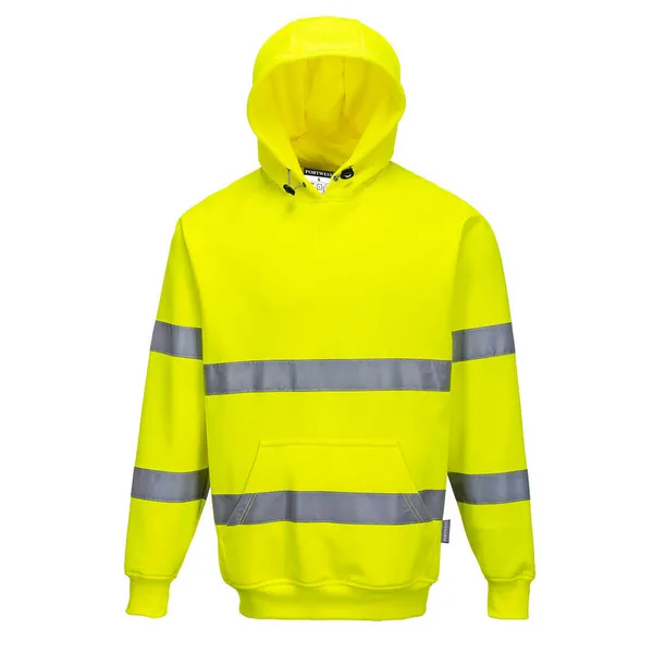 image of Portwest Class 3 Hi Vis Hooded Sweatshirt B304YERXXXL Colour: Yellow